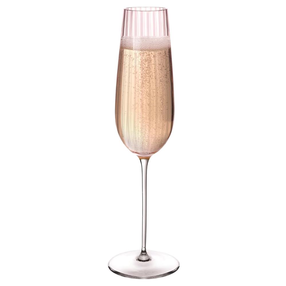 Round Up Modern Dusty Rose Crystal Sparkling Wine Glass - Set of 2|
