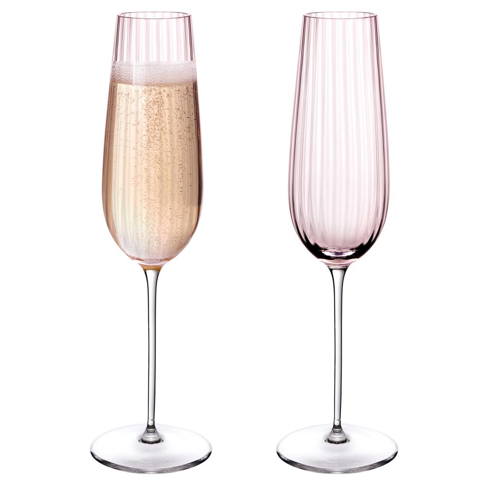 Round Up Modern Dusty Rose Crystal Sparkling Wine Glass - Set of 2|