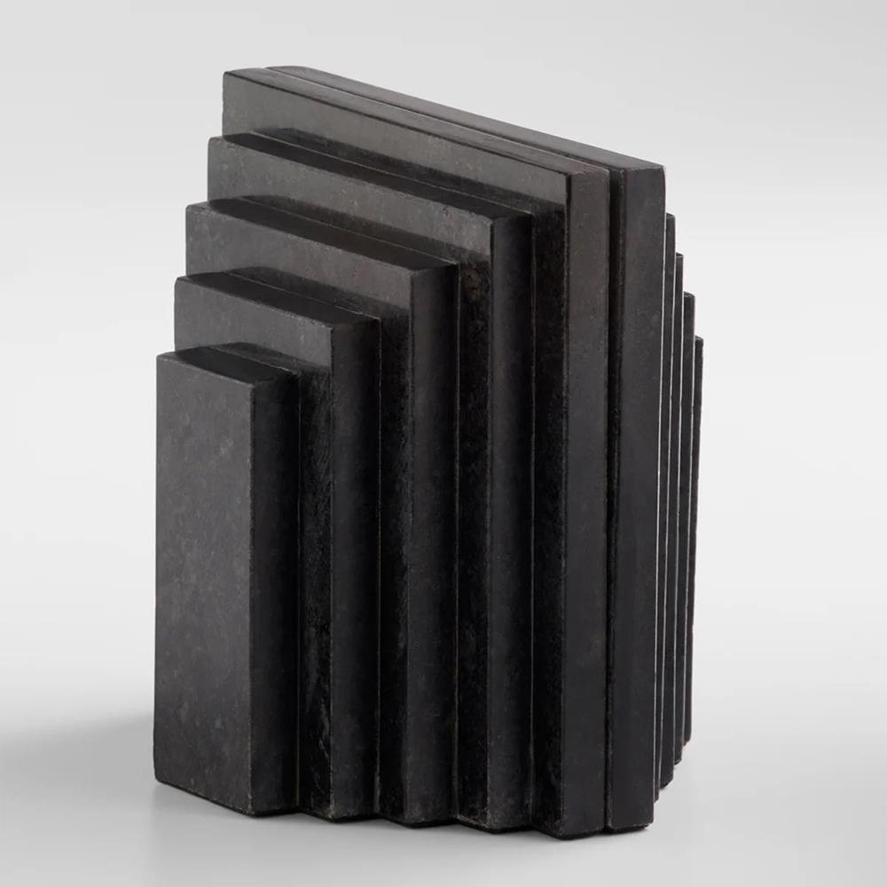 Elroe Modern Classic Black Marble Paneled Bookends|