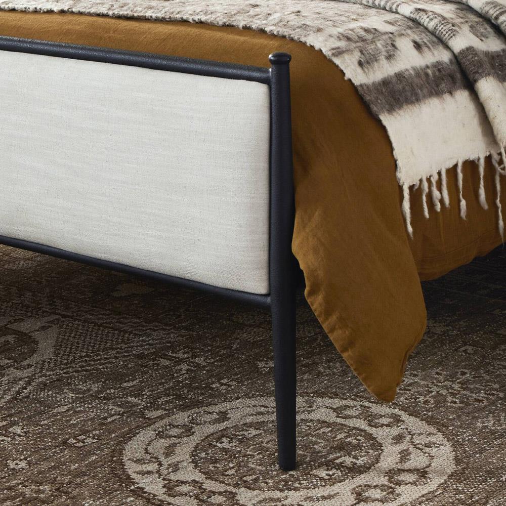 Isabella Modern Classic Cream Upholstered Black Iron Bed - Queen|
