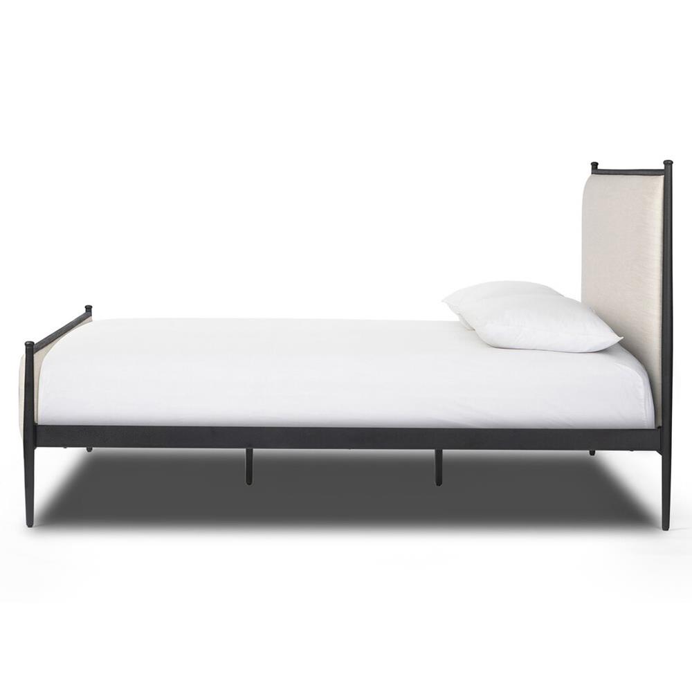 Isabella Modern Classic Cream Upholstered Black Iron Bed - Queen|