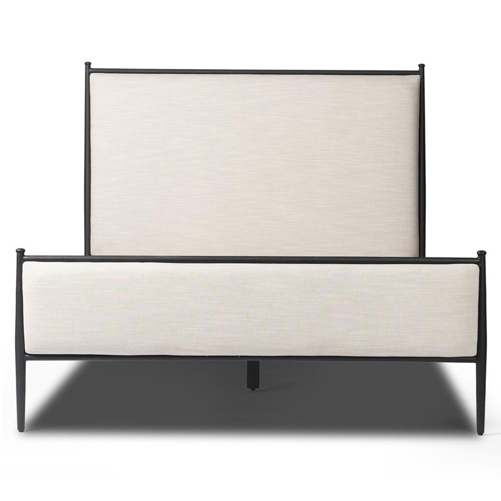 Isabella Modern Classic Cream Upholstered Black Iron Bed - Queen|