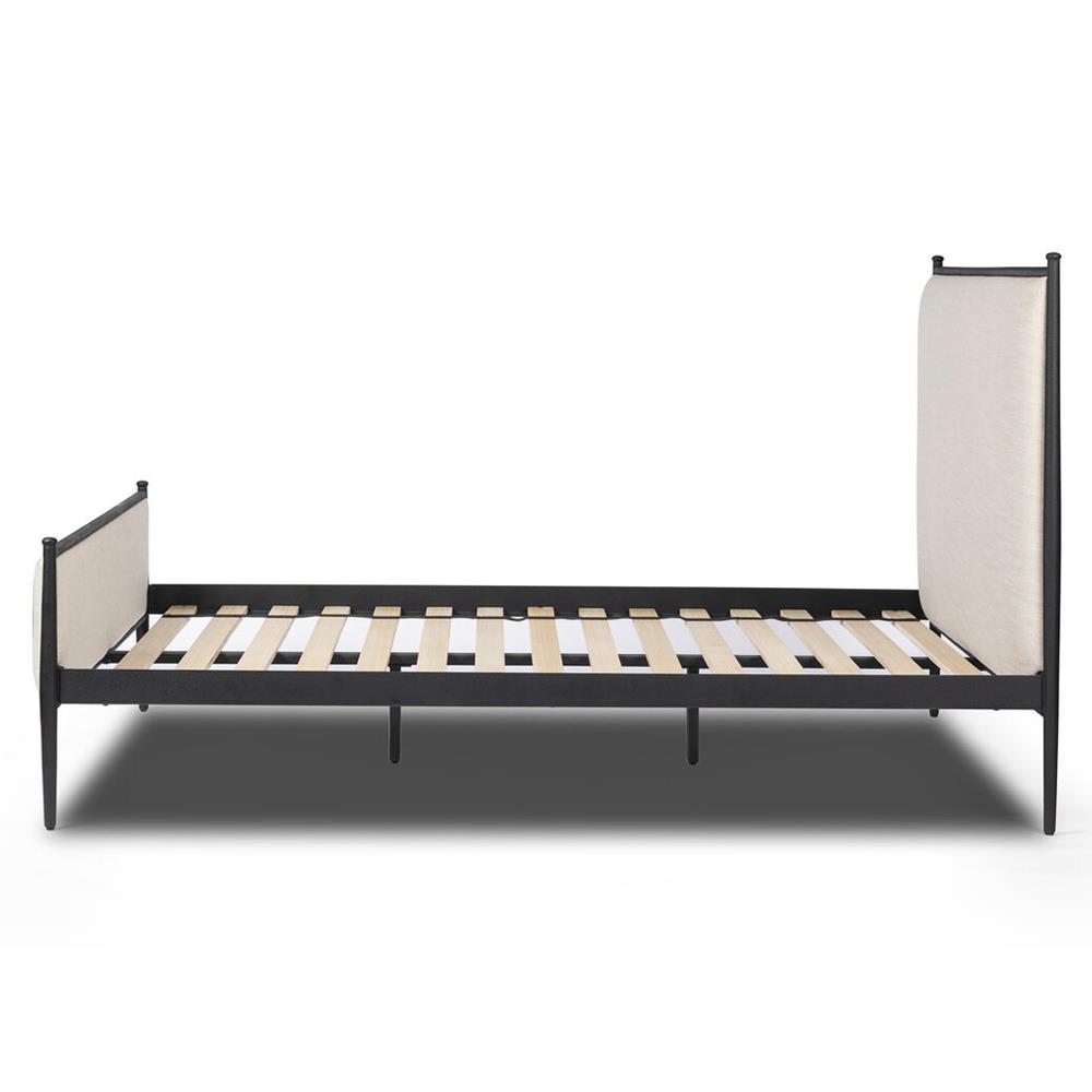 Isabella Modern Classic Cream Upholstered Black Iron Bed - Queen|