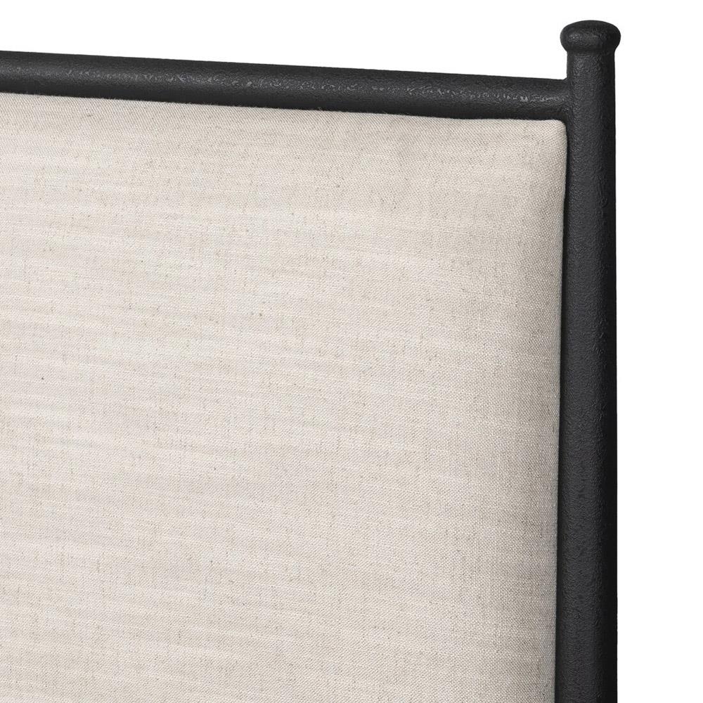 Isabella Modern Classic Cream Upholstered Black Iron Bed - Queen|