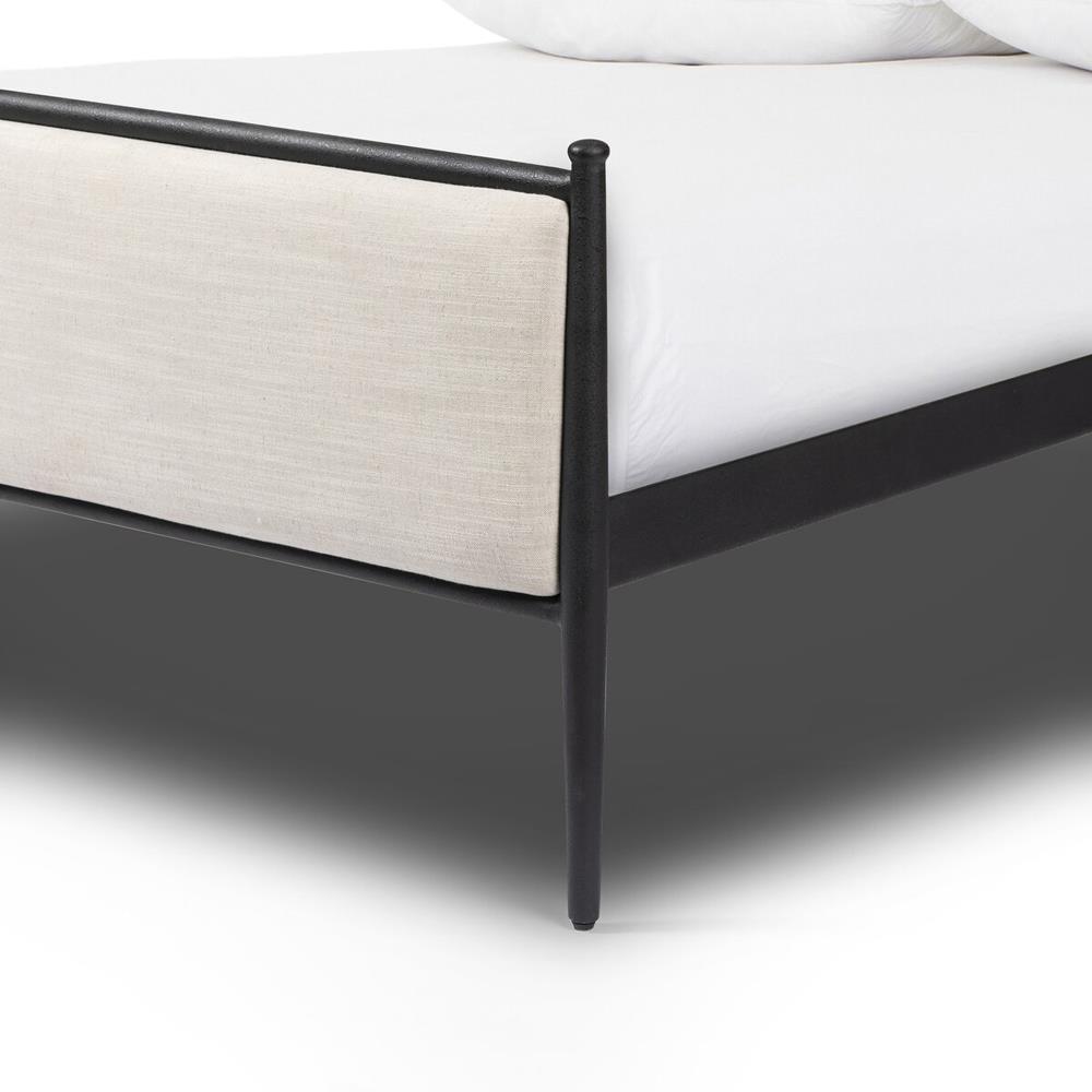 Isabella Modern Classic Cream Upholstered Black Iron Bed - Queen|