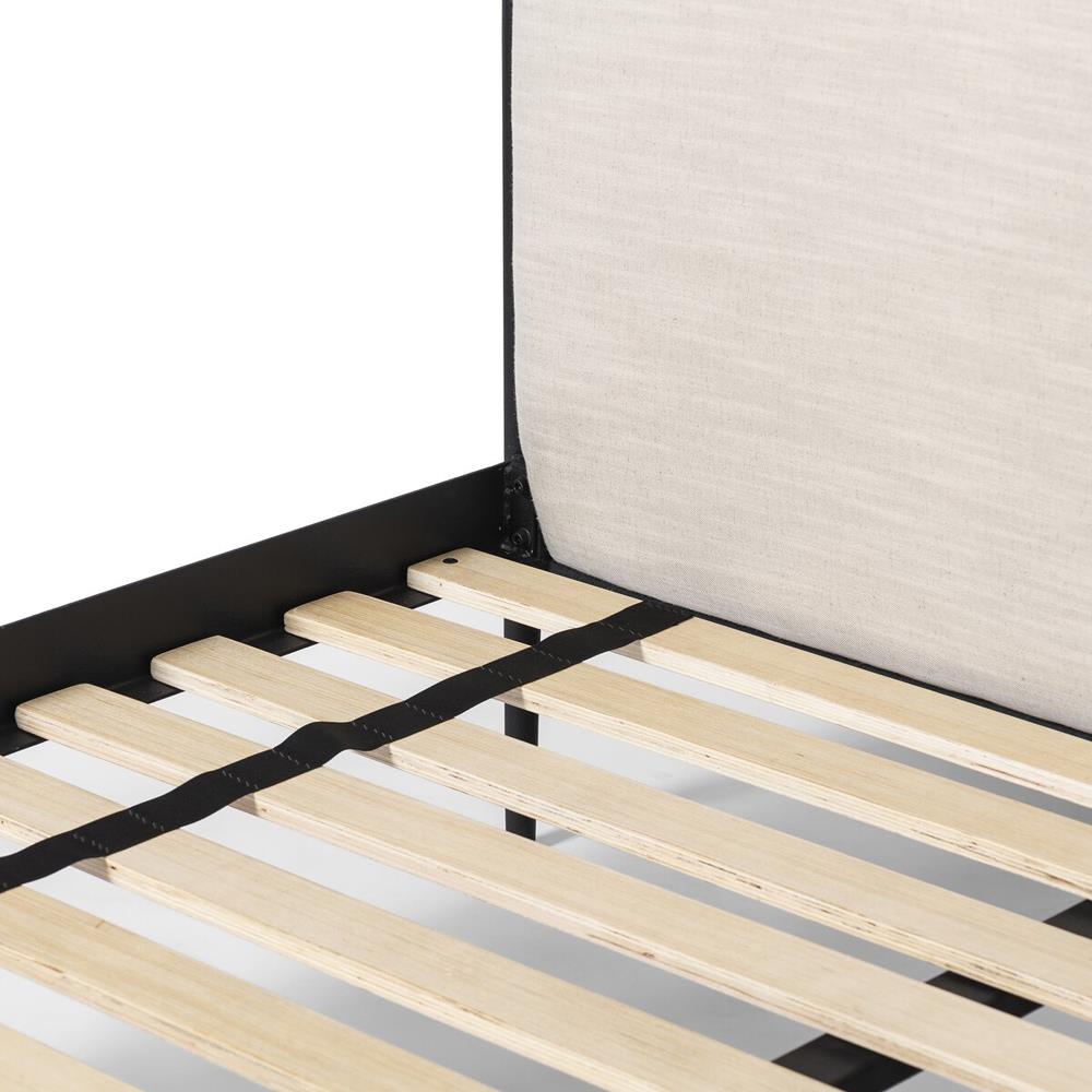 Isabella Modern Classic Cream Upholstered Black Iron Bed - Queen|