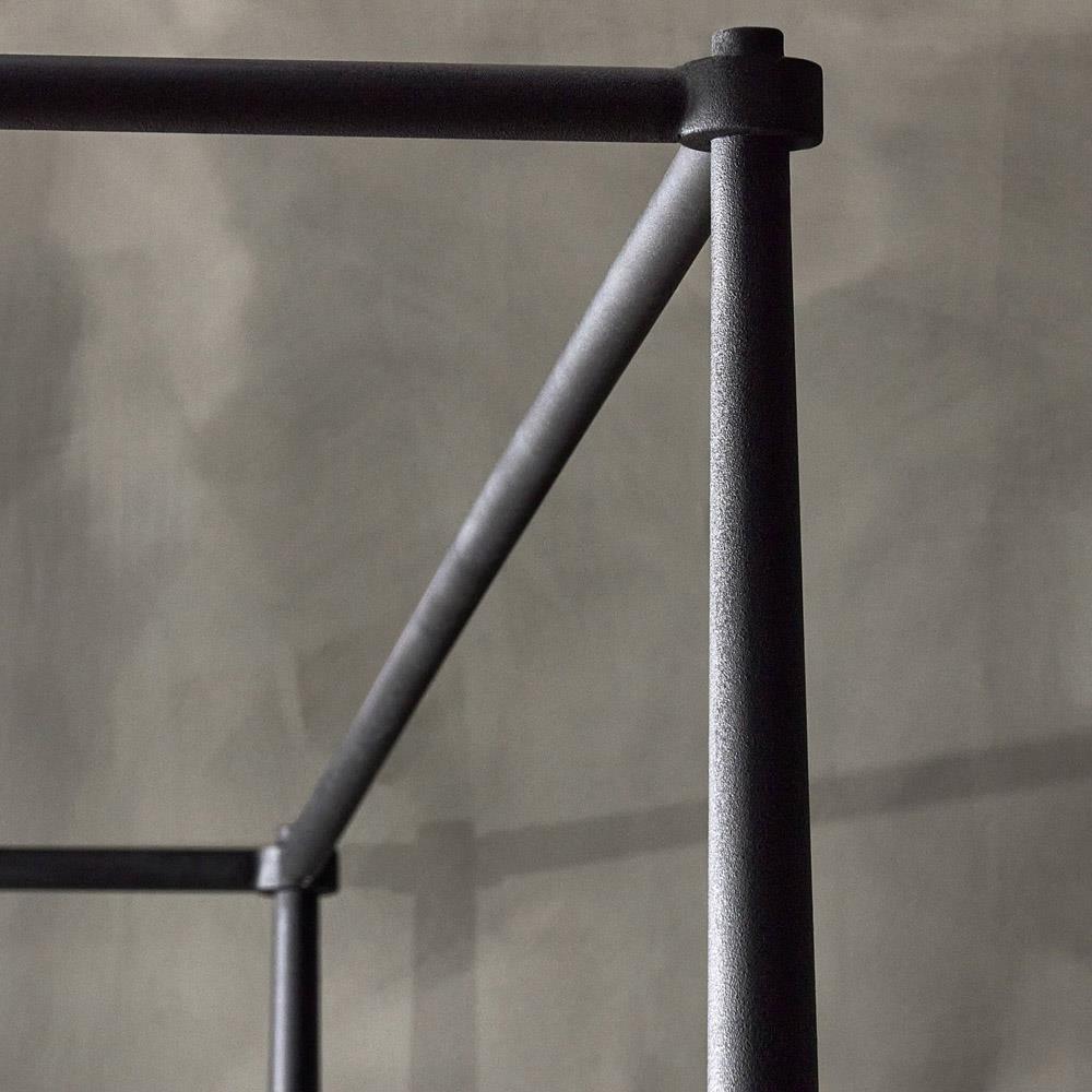 Isabella Modern Classic Cream Upholstered Black Iron Canopy Bed - Queen|