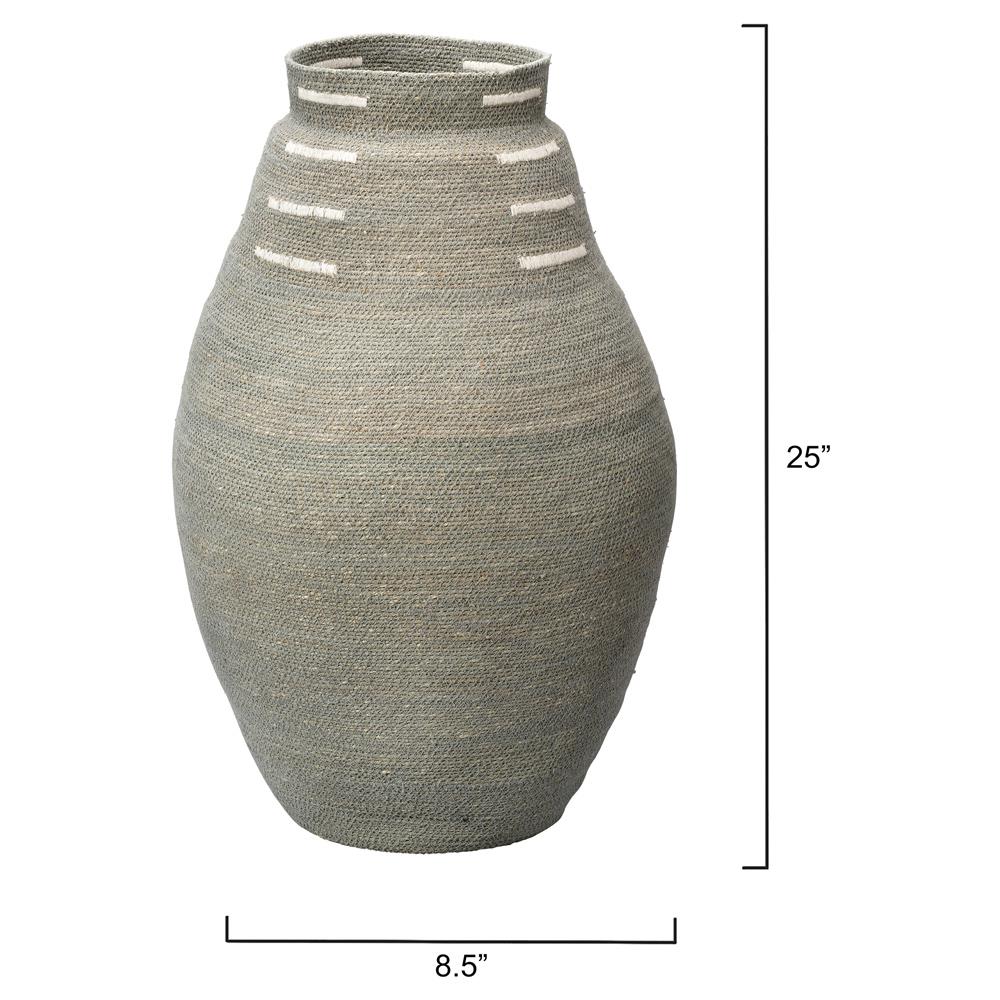 Timothy Coastal Beach Grey Blue Seagrass Floor Basket|