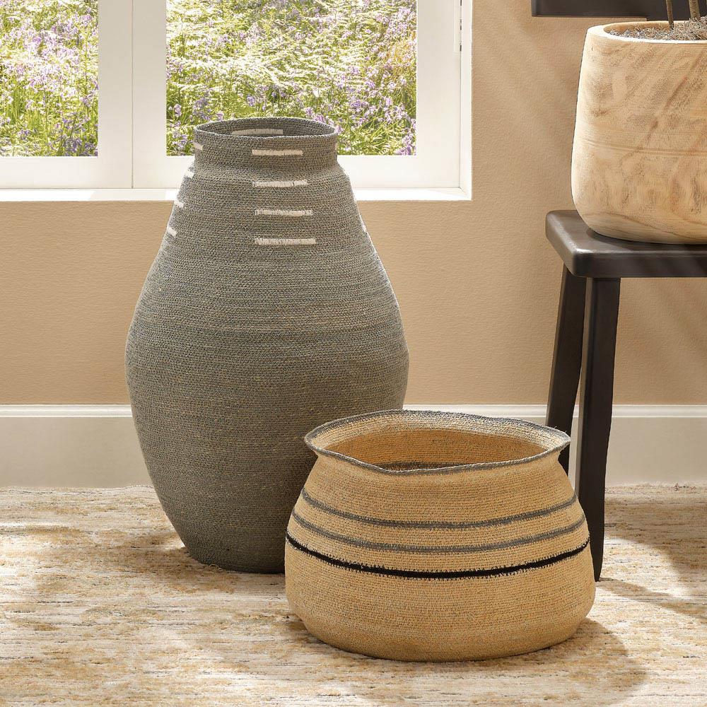 Timothy Coastal Beach Grey Blue Seagrass Floor Basket|