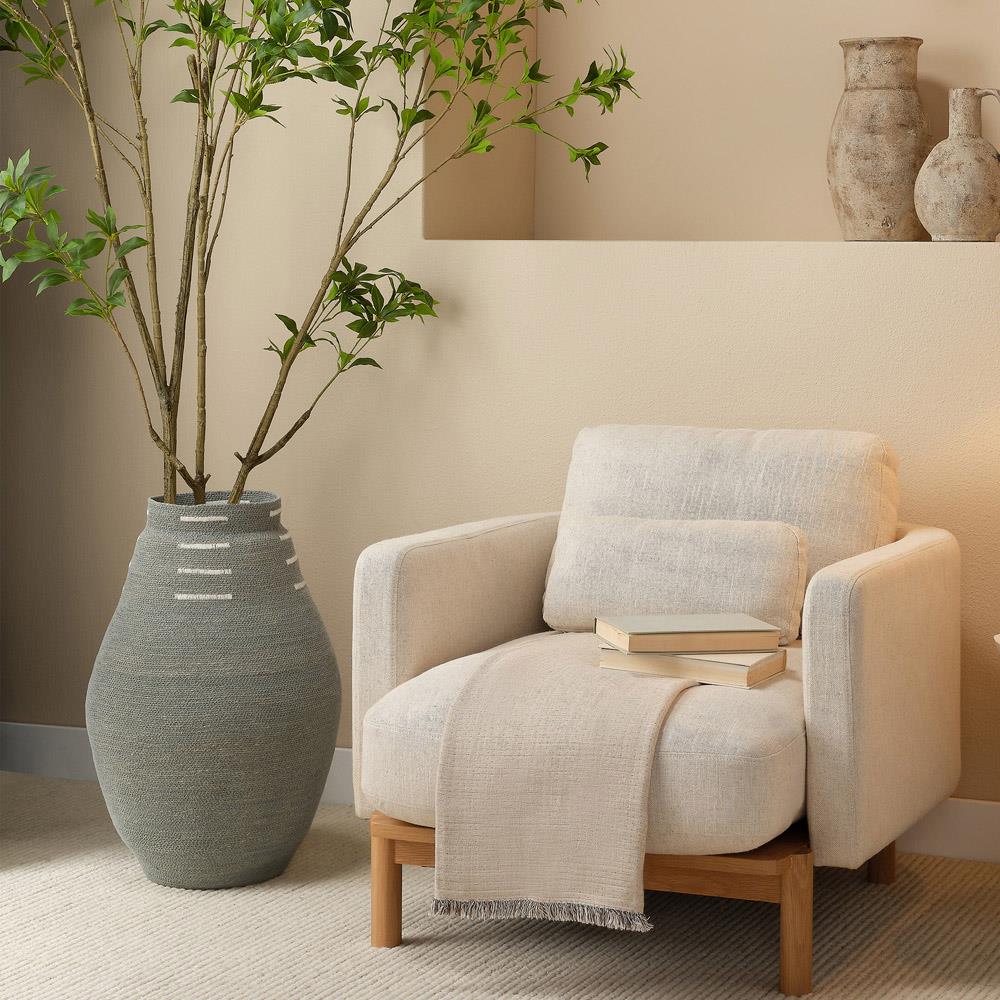 Timothy Coastal Beach Grey Blue Seagrass Floor Basket|