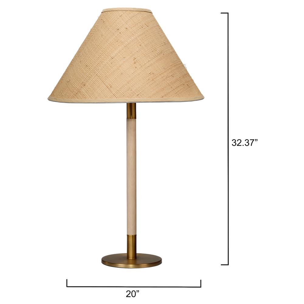 Teresa Coastal Beach Natural Wood Woven Raffia Shade Table Lamp|