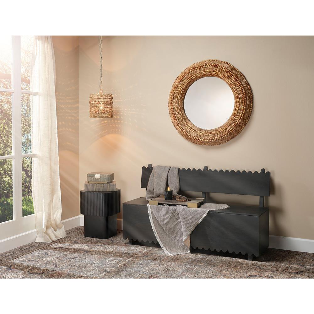 Tara Coastal Beach Natural Mango Wood Beaded Single Pendant|