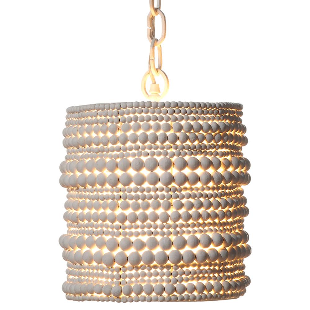 Tara Coastal Beach White Mango Wood Beaded Single Pendant|