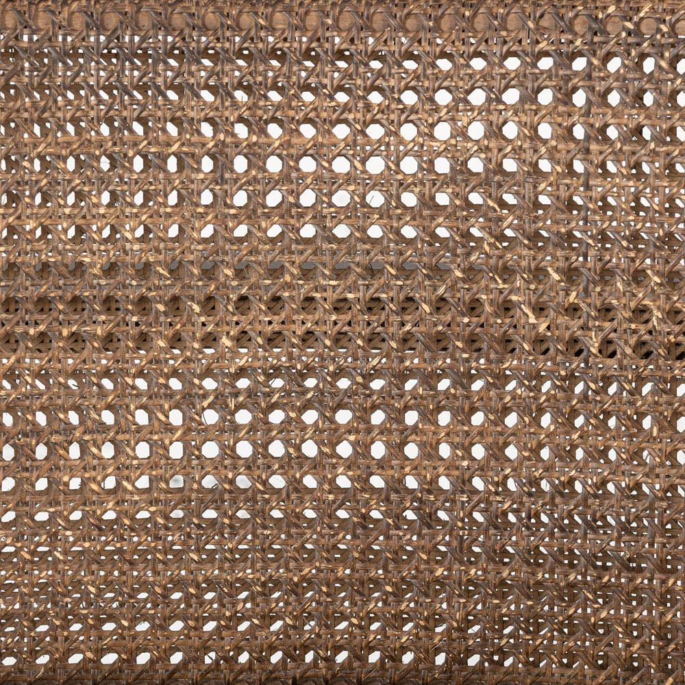 Xander Rustic Lodge Brown Woven Cane Taupe Upholstered Linen Dining Arm Chair|