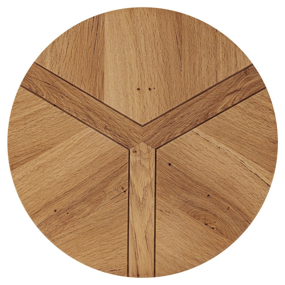 Reese Rustic Lodge Natural Reclaimed Oak Round Drum End Table|