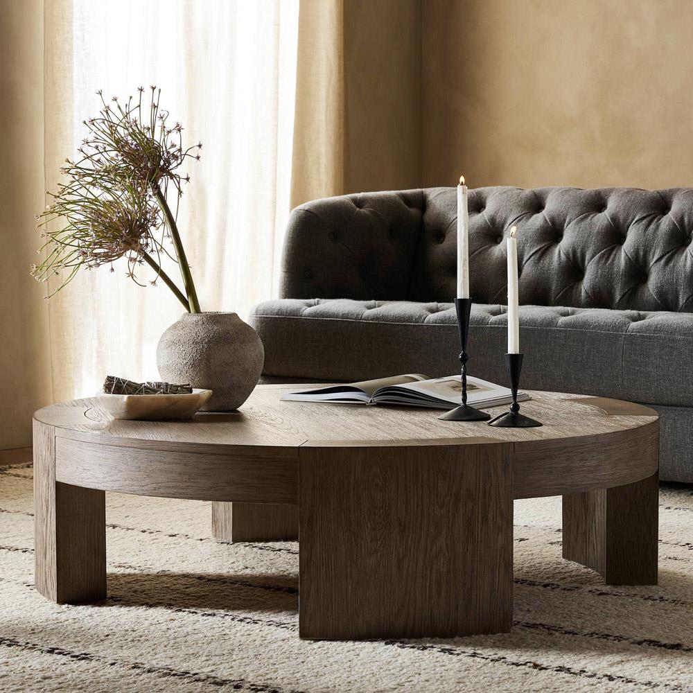 Shelby Rustic Lodge Natural Wood Round Coffee Table - 48