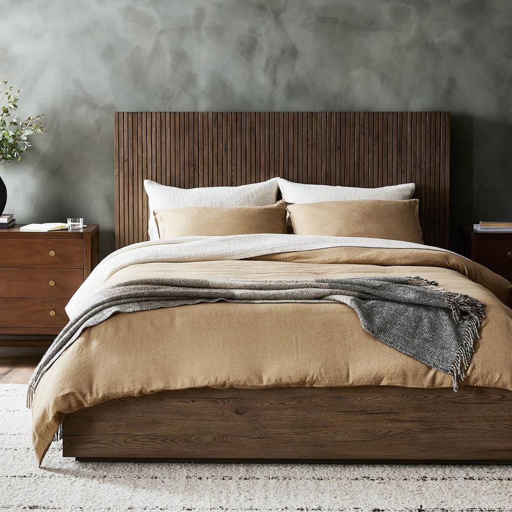 Lana Rustic Lodge Grey Oak Wood Bed - Queen|