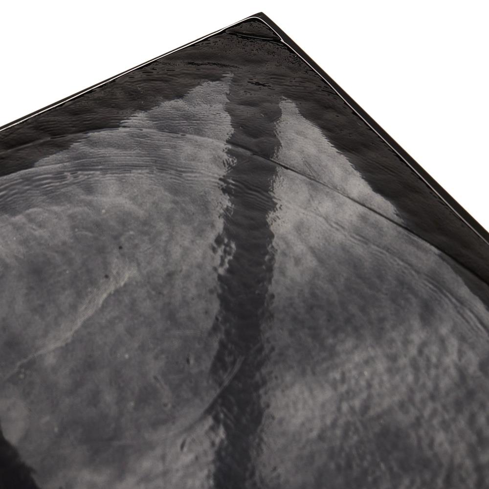 Fector Industrial Smoked Black Glass Iron Square Nesting End Table - Set of 2|