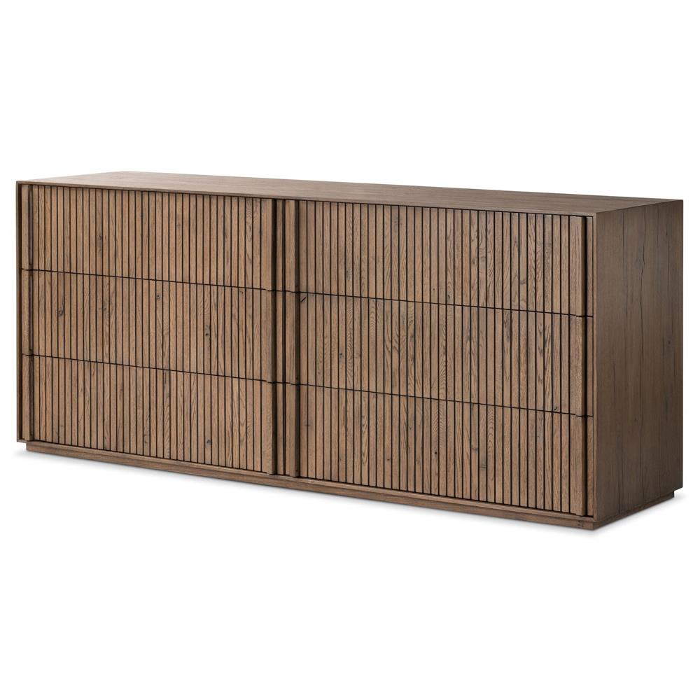 Lana Rustic Lodge Grey Oak Wood Double Dresser|