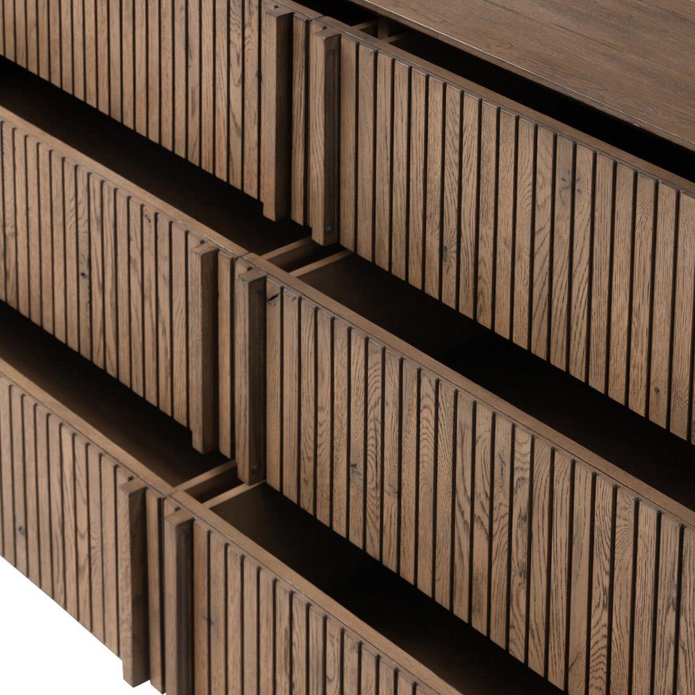 Lana Rustic Lodge Grey Oak Wood Double Dresser|