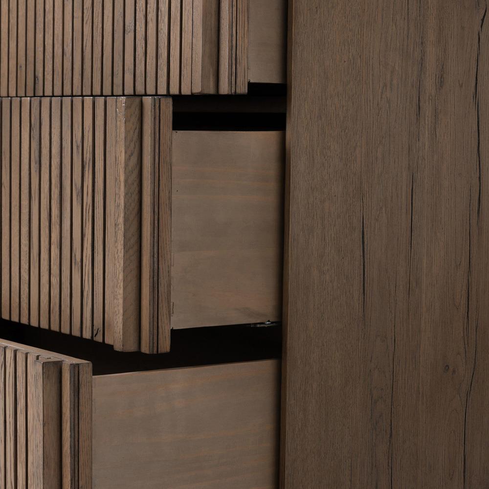 Lana Rustic Lodge Grey Oak Wood Double Dresser|