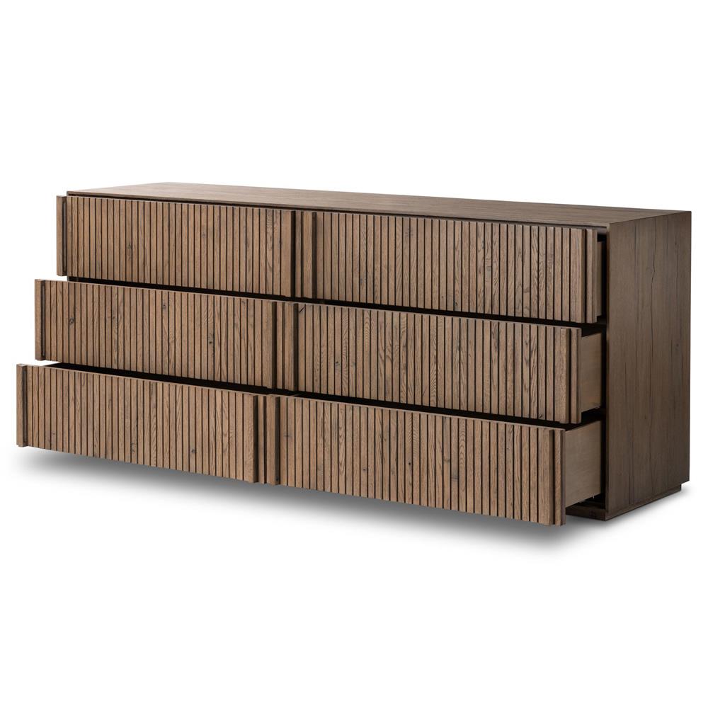 Lana Rustic Lodge Grey Oak Wood Double Dresser|