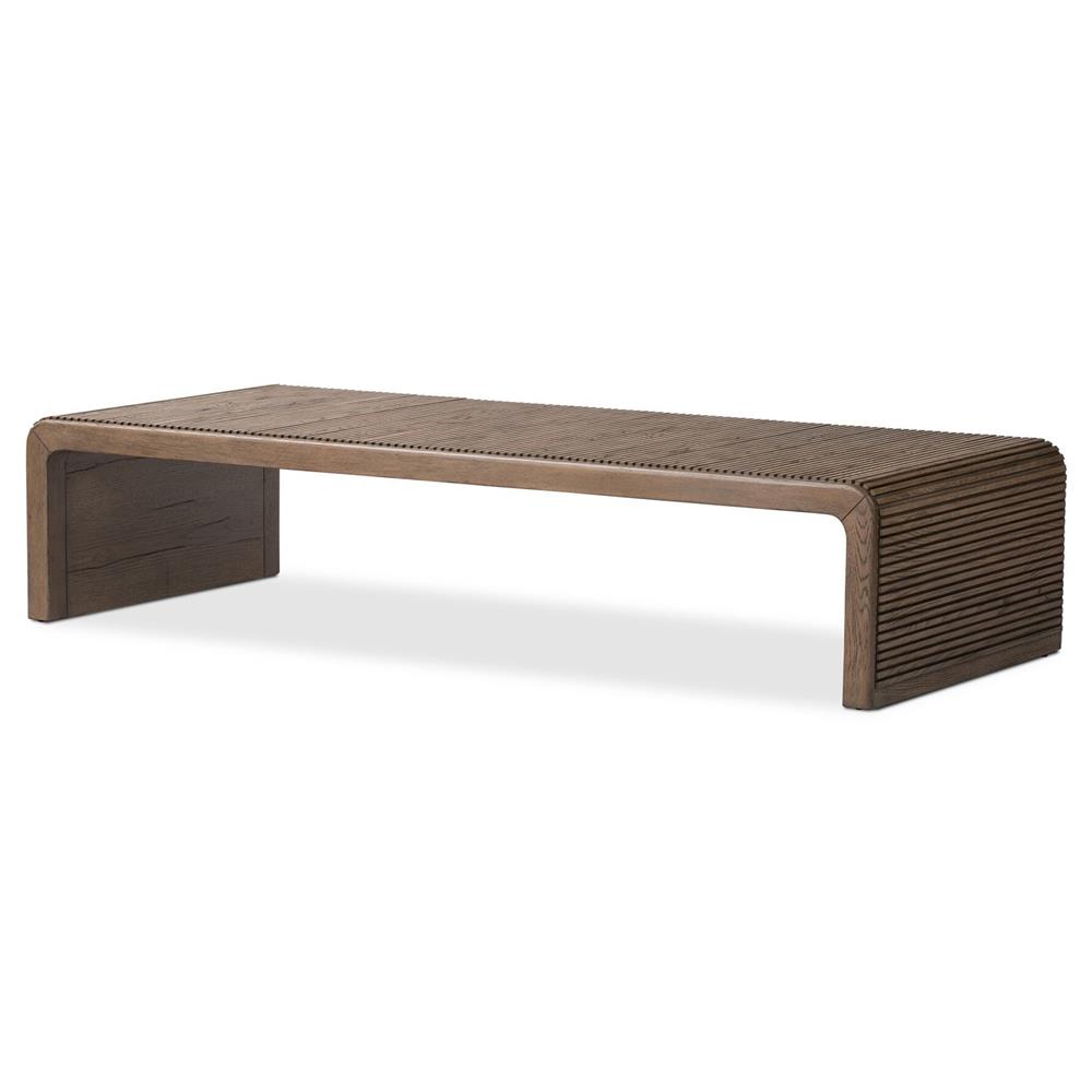 Lana Rustic Lodge Grey Oak Wood Rectangular Coffee Table|