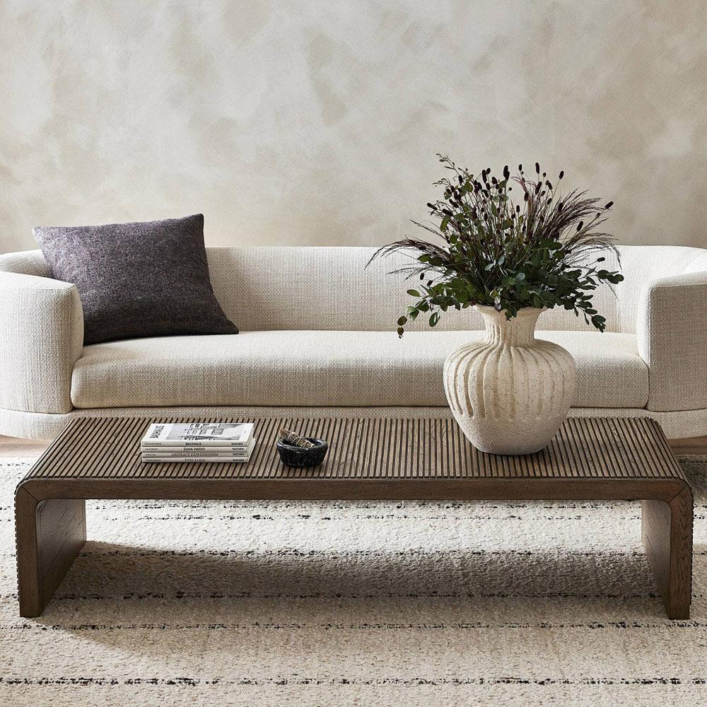 Lana Rustic Lodge Grey Oak Wood Rectangular Coffee Table|