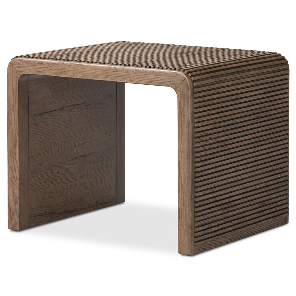 Lana Rustic Lodge Grey Oak Wood Rectangular End Table|