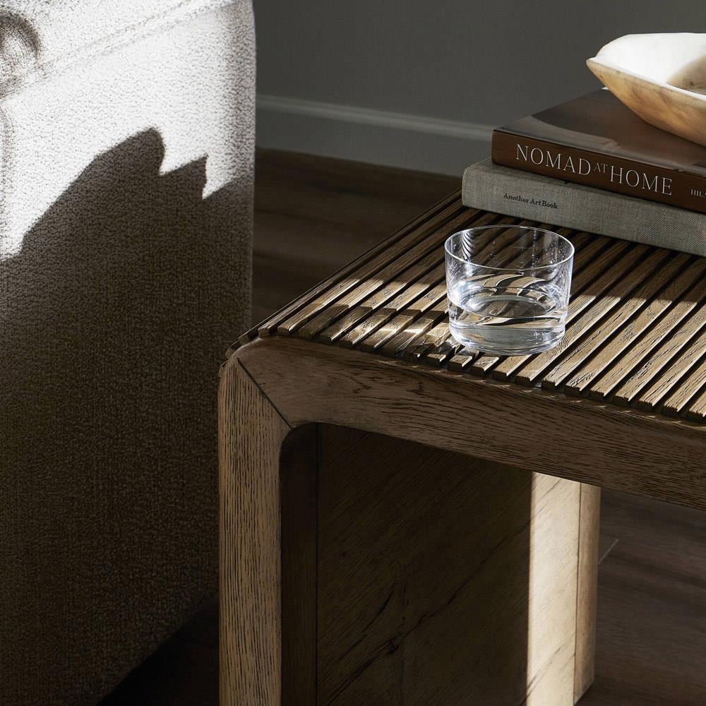 Lana Rustic Lodge Grey Oak Wood Rectangular End Table|