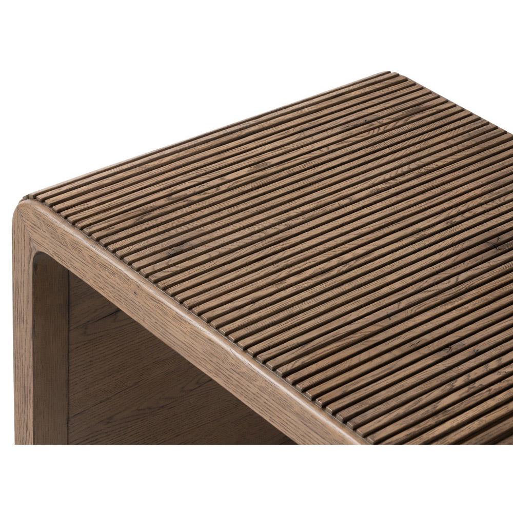 Lana Rustic Lodge Grey Oak Wood Rectangular End Table|