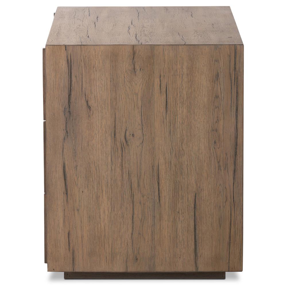 Lana Rustic Lodge Grey Oak Wood Nightstand|