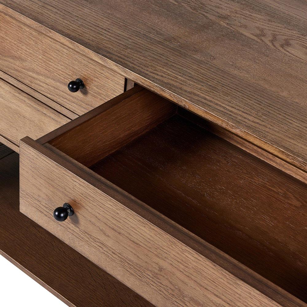 Gavin Rustic Brown Oak Rectangular Kitchen Island - 118"W|