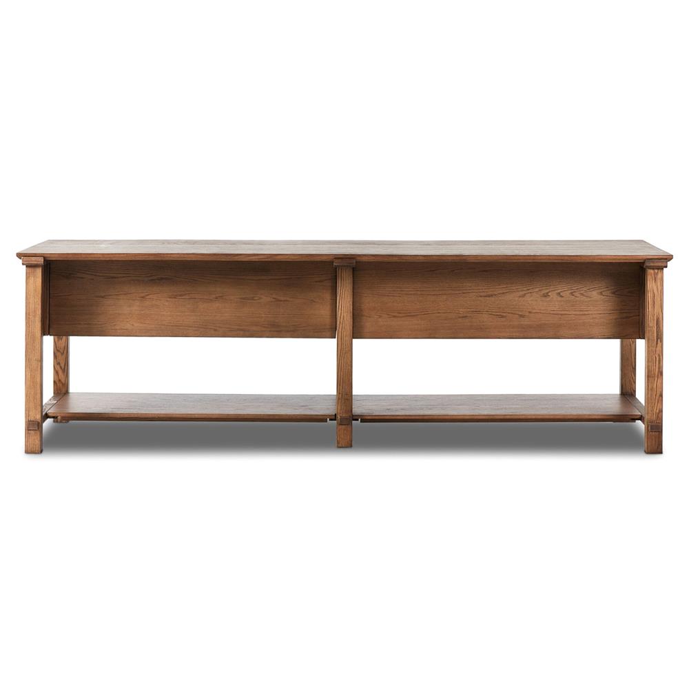 Gavin Rustic Brown Oak Rectangular Kitchen Island - 118"W|