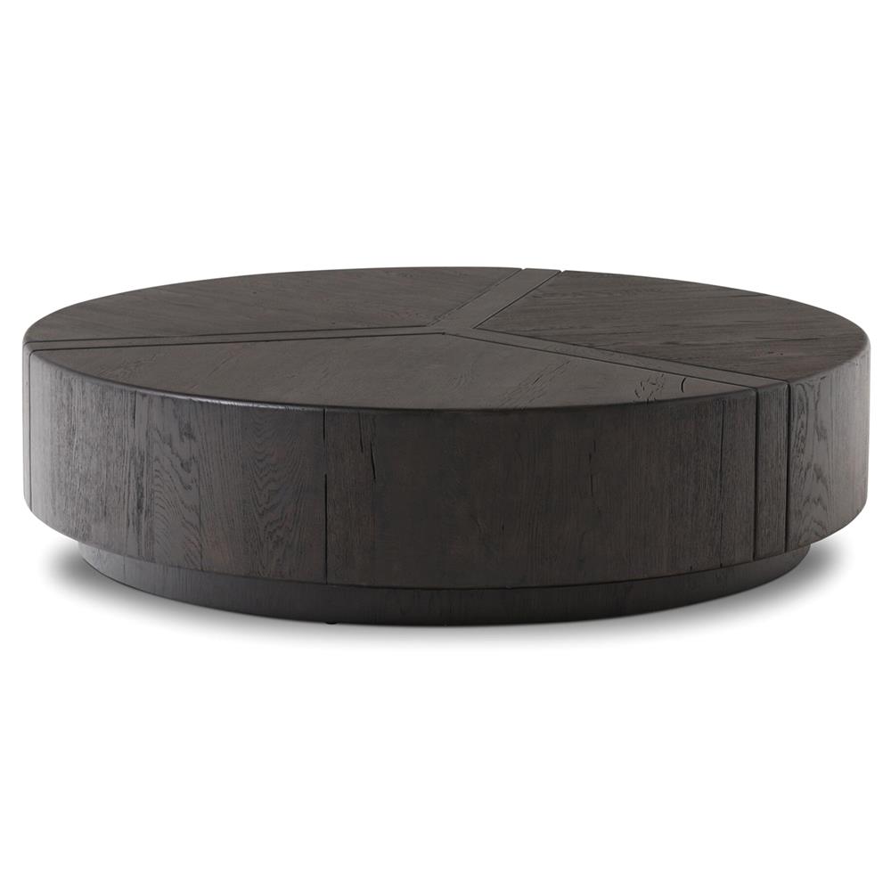 Reese Modern Classic Dark Brown Reclaimed Oak Drum Coffee Table|
