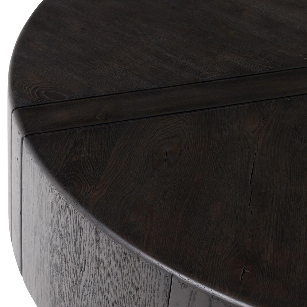 Reese Modern Classic Dark Brown Reclaimed Oak Drum Coffee Table|