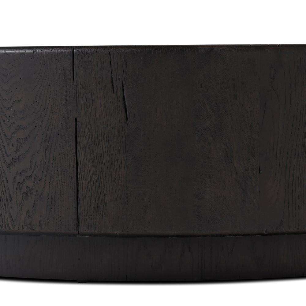 Reese Modern Classic Dark Brown Reclaimed Oak Drum Coffee Table|