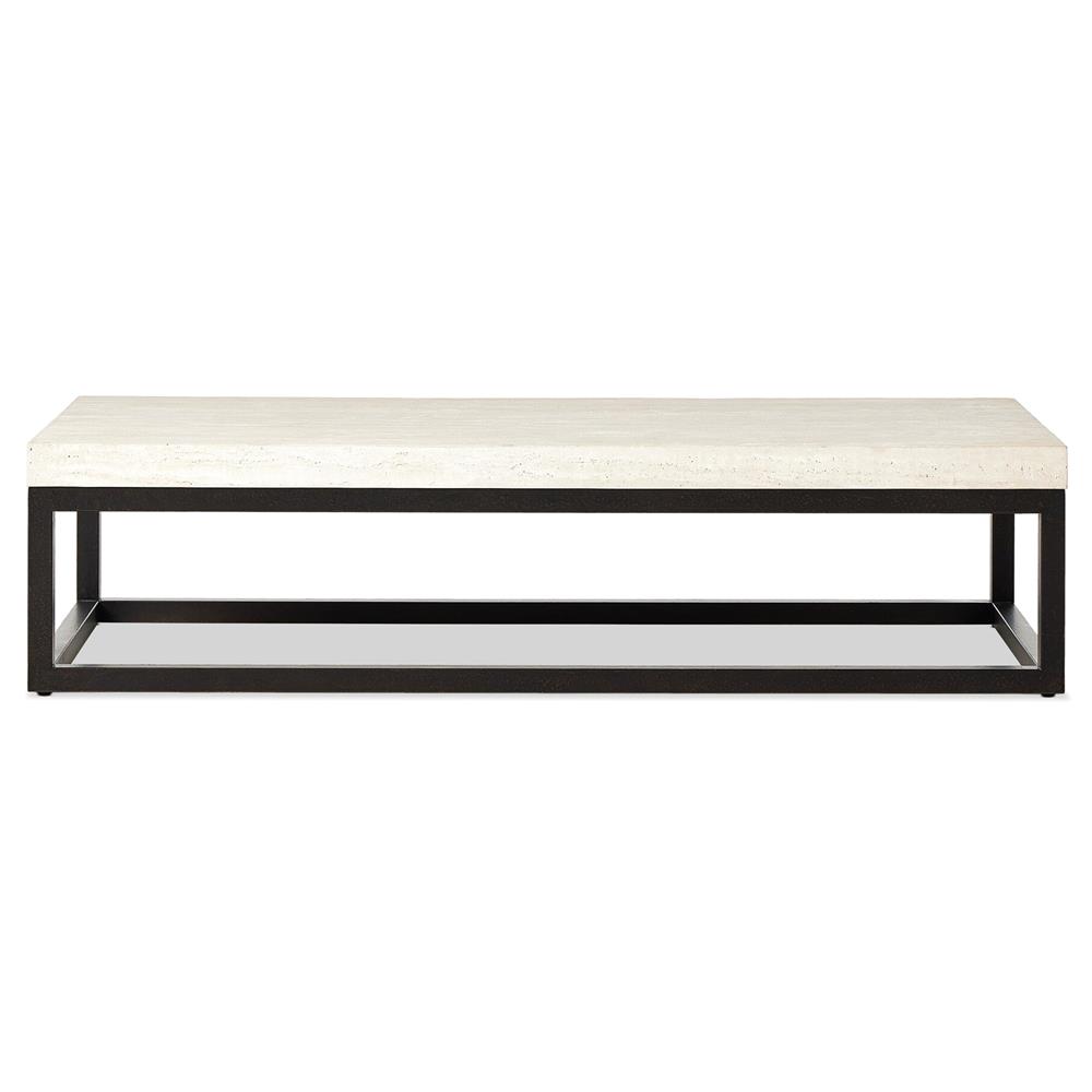 Rene Industrial Off White Travertine Bronze Iron Rectangular