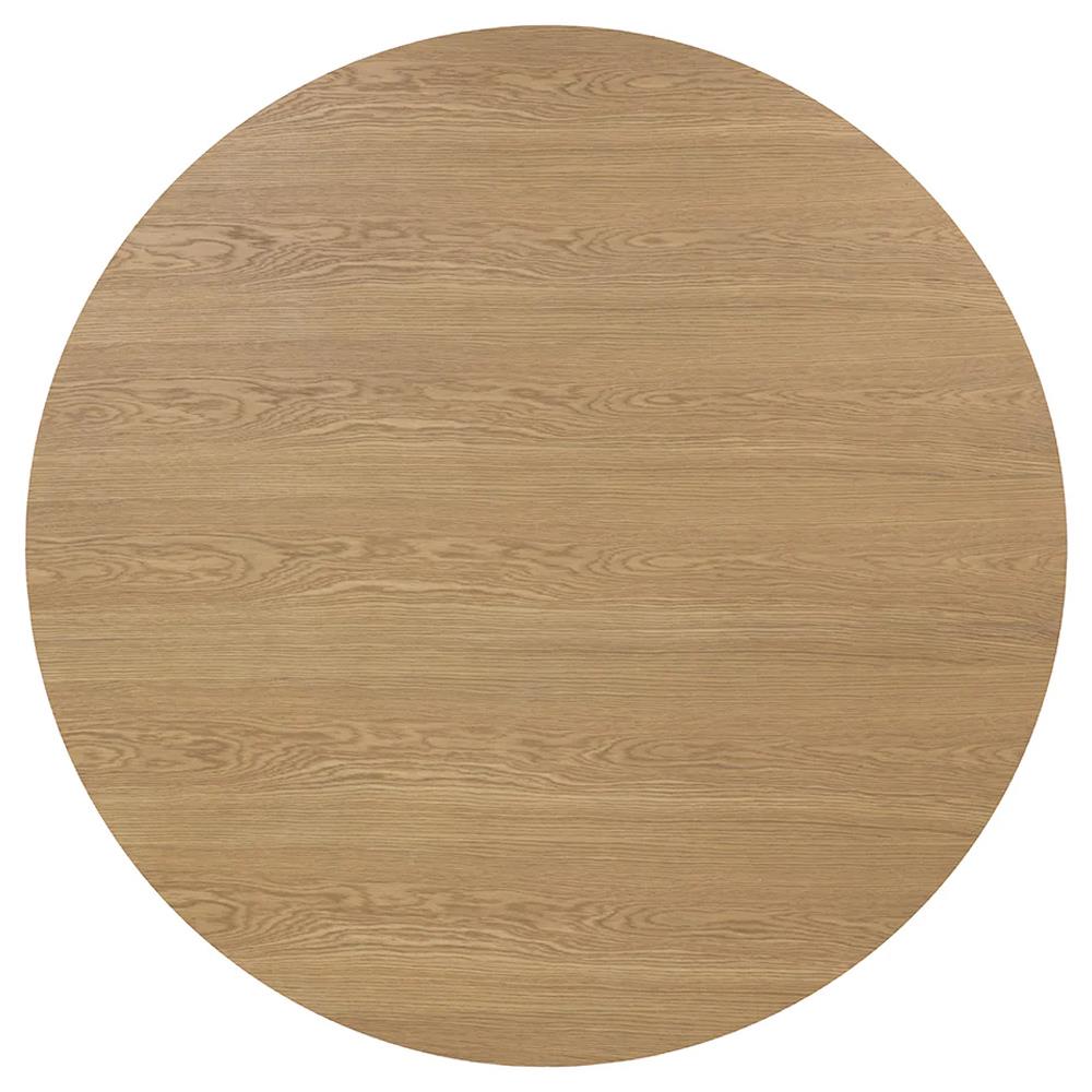 Palmerston Modern Natural Oak Brushed Gold Steel Round Dining Table - 68"W|