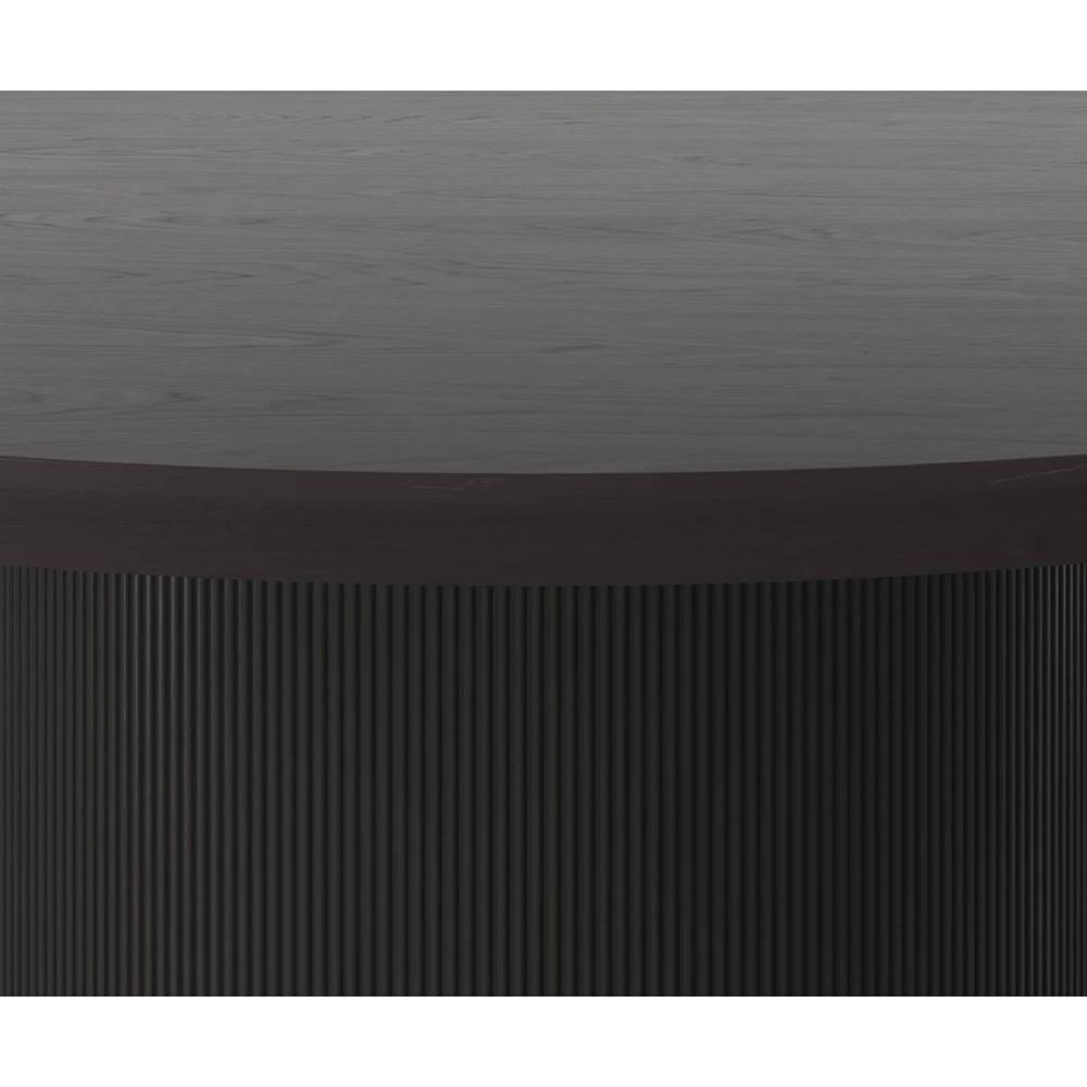 Palmerston Modern Charcoal Oak Brushed Gold Steel Round Dining Table - 68"W|