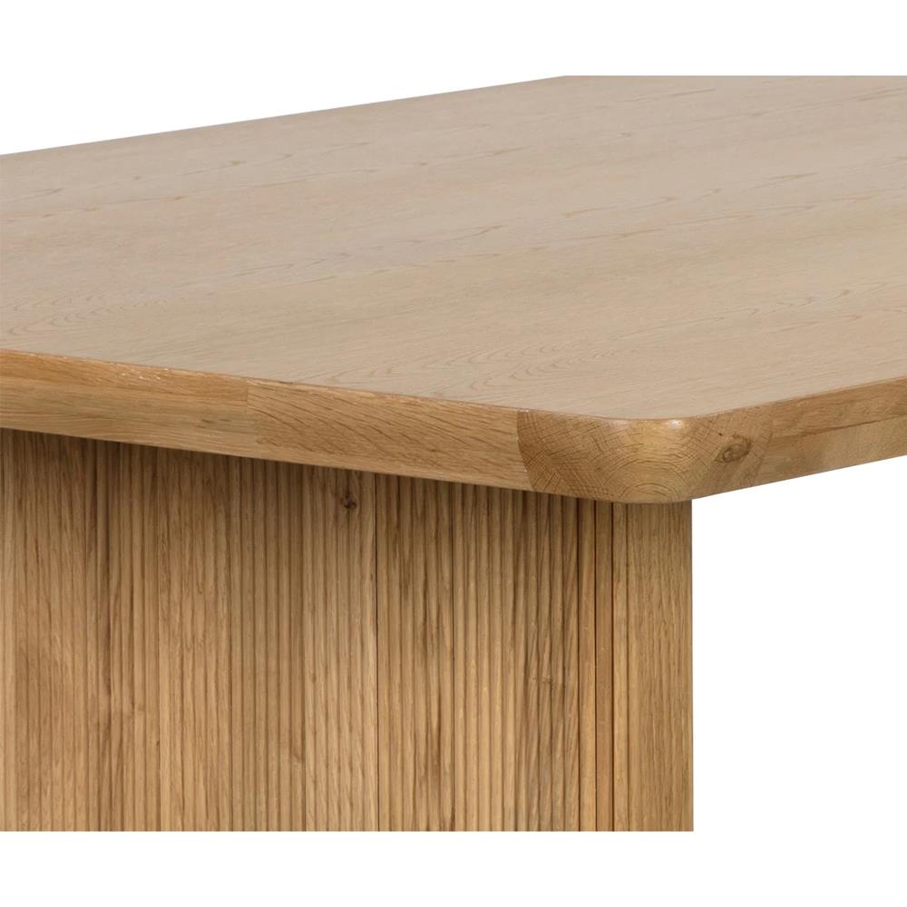 Palmerston Natural Oak Brushed Gold Steel Rectangular Dining Table - 96"W|