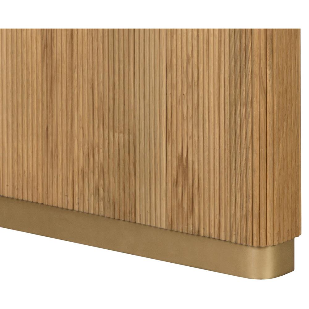 Palmerston Natural Oak Brushed Gold Steel Rectangular Dining Table - 96"W|