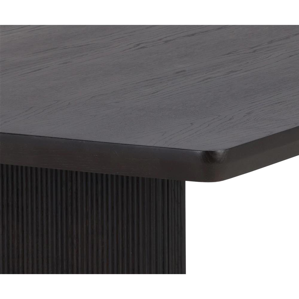 Palmerston Charcoal Oak Brushed Gold Steel Rectangular Dining Table - 96"W|