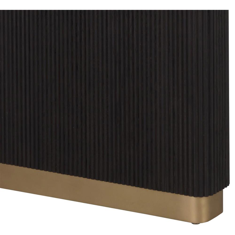 Palmerston Charcoal Oak Brushed Gold Steel Rectangular Dining Table - 96"W|