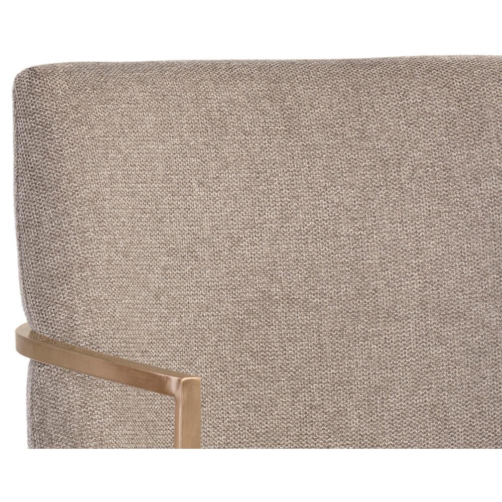 Aliyah Oyster Shell Upholstered Antique Brass Steel Dining Arm Chair|