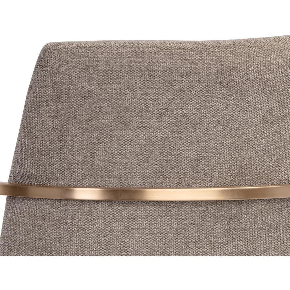 Aliyah Oyster Shell Upholstered Antique Brass Steel Dining Arm Chair|