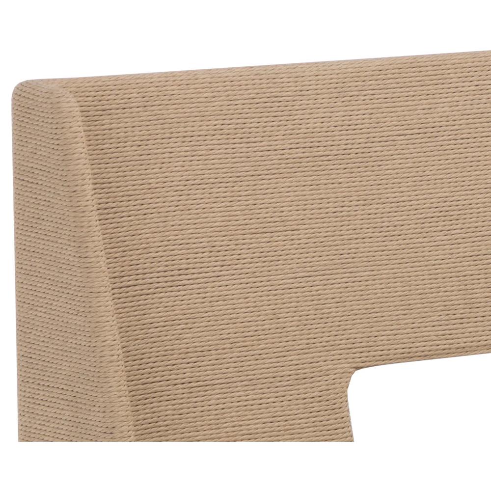 Luther Cognac Faux Leather Woven Rope Back Natural Oak Bench|