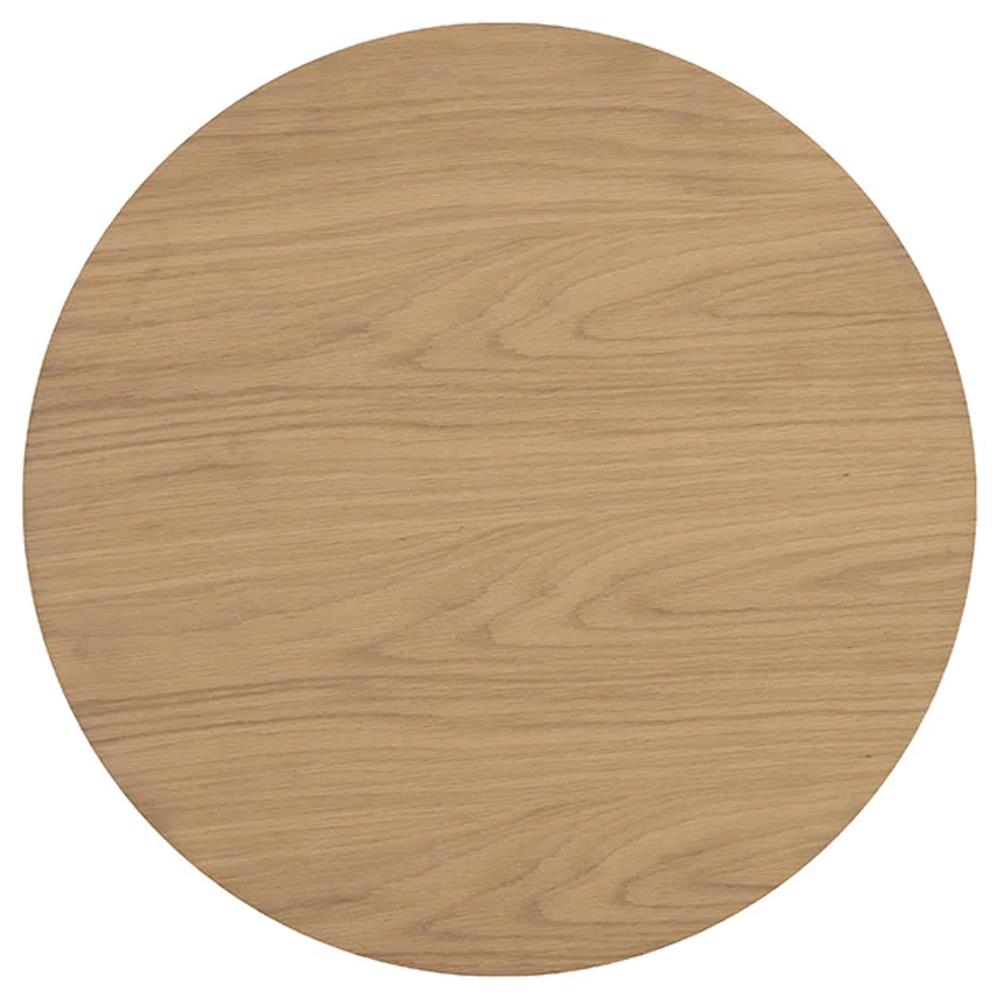 Palmerston Modern Classic Natural Oak Brushed Gold Steel Round Side Table|