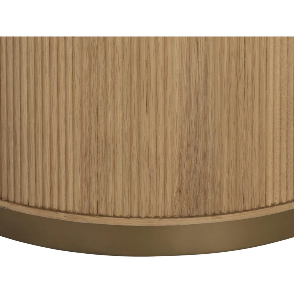 Palmerston Modern Classic Natural Oak Brushed Gold Steel Round Side Table|