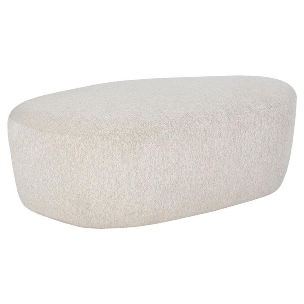 Fannie Modern Classic Dove Cream Upholstered Curved Ottoman|